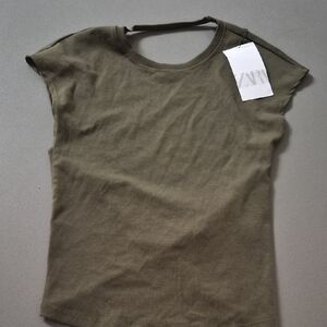Zara Khaki Short Sleeve Women's Tee